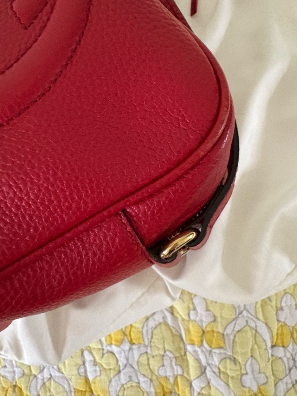 Gucci Red Soho Disco Embossed GG Leather Crossbody with Tassel - Picture 15 of 16